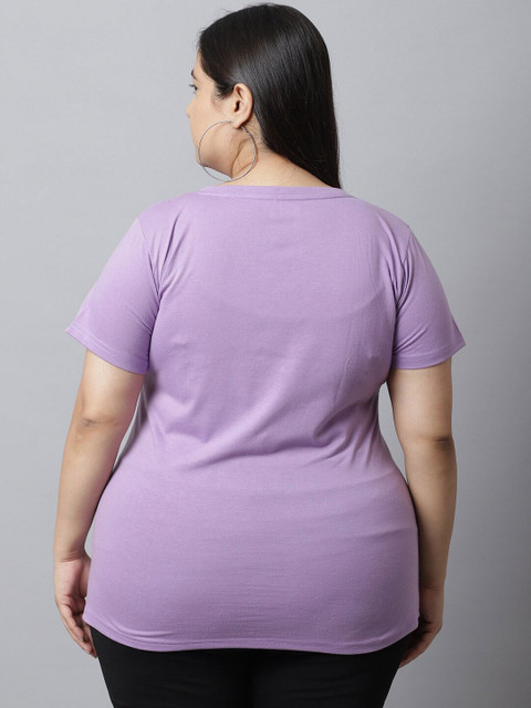 UnaOne Plus Size Typography Printed Pure Cotton T-shirt - Image 5