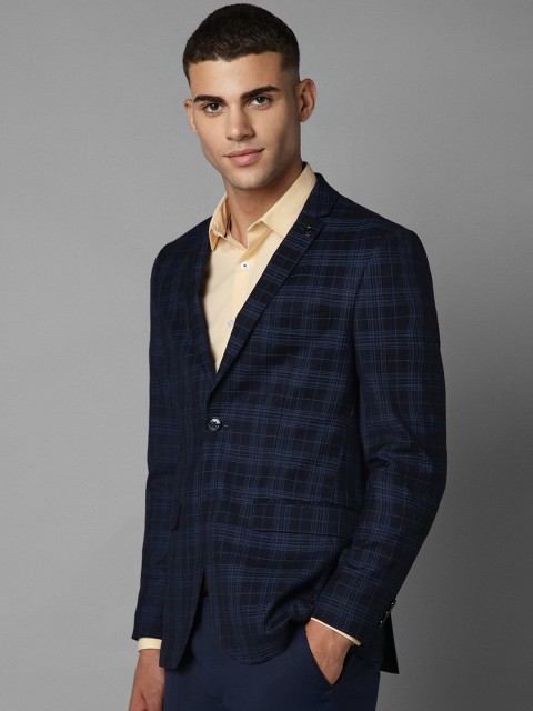 Allen Solly Checked Slim Fit Notched Lapel Single-Breasted Formal Blazer - Image 3