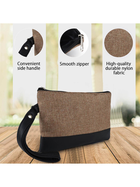 CIMONI Colourblocked Stylish Jute Wrist Travel Pouch - Image 7