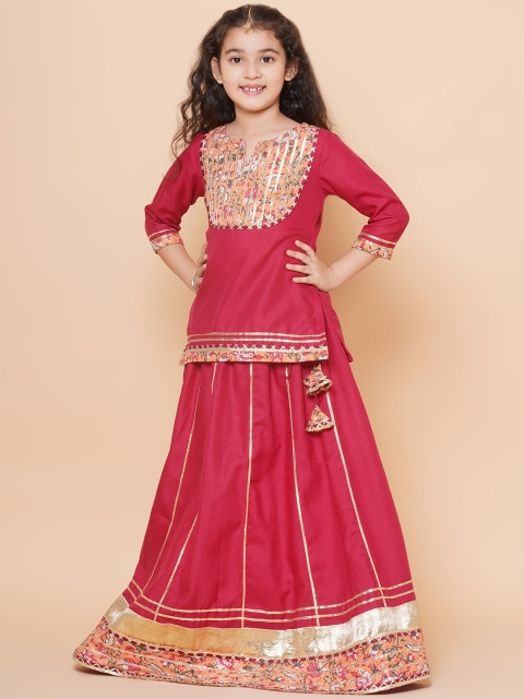 Bitiya by Bhama Girls Embellished Patchwork Ready to Wear Lehenga & Blouse With Dupatta - Image 3