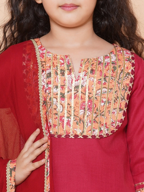 Bitiya by Bhama Girls Embellished Patchwork Ready to Wear Lehenga & Blouse With Dupatta - Image 2