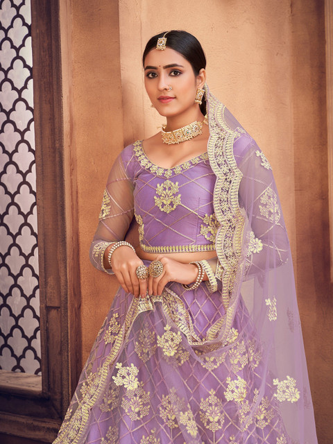 KALINI Embroidered Thread Work Semi-Stitched Lehenga & Unstitched Blouse With Dupatta - Image 2