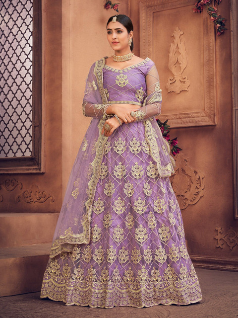 KALINI Embroidered Thread Work Semi-Stitched Lehenga & Unstitched Blouse With Dupatta - Image 5