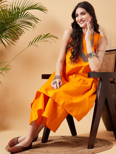 InWeave Asymmetric Regular A-Line Kurta with Palazzos - Image 7