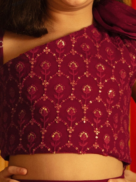 VASTRAMAY Girls Embellished Sequinned Ready to Wear Pure Georgette Lehenga - Image 3
