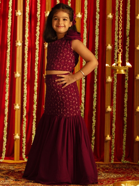 VASTRAMAY Girls Embellished Sequinned Ready to Wear Pure Georgette Lehenga - Image 4
