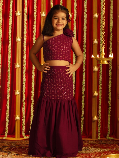 VASTRAMAY Girls Embellished Sequinned Ready to Wear Pure Georgette Lehenga - Image 2