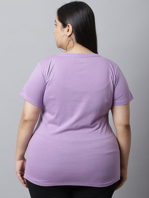 UnaOne Plus Size Typography Printed Regular Fit Cotton T-shirt - Image 4