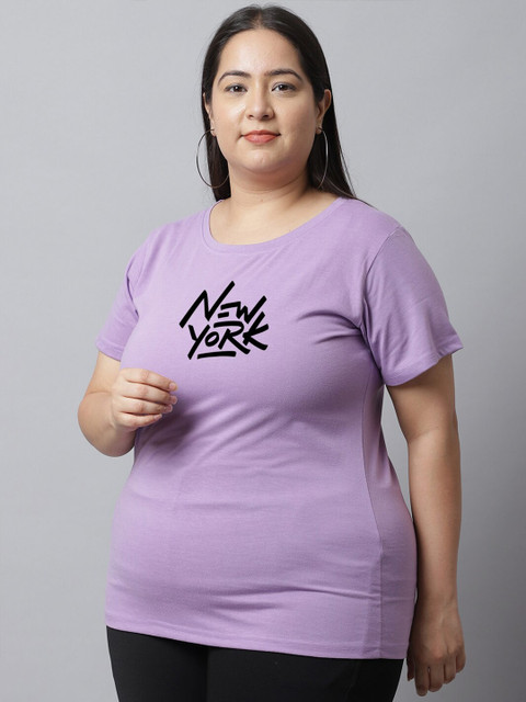 UnaOne Plus Size Typography Printed Regular Fit Cotton T-shirt - Image 3