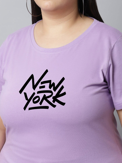 UnaOne Plus Size Typography Printed Regular Fit Cotton T-shirt - Image 2