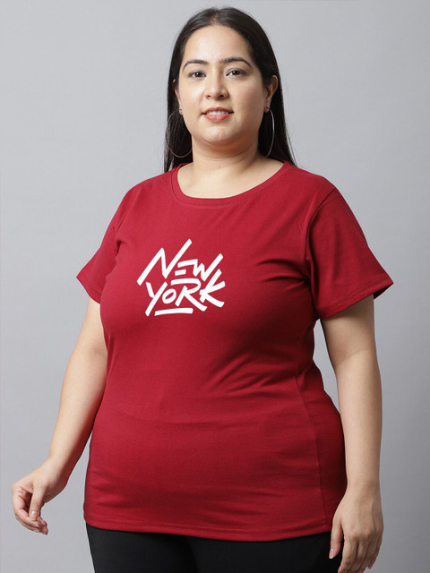 UnaOne Plus Size Typography Printed Cotton T-Shirt - Image 3