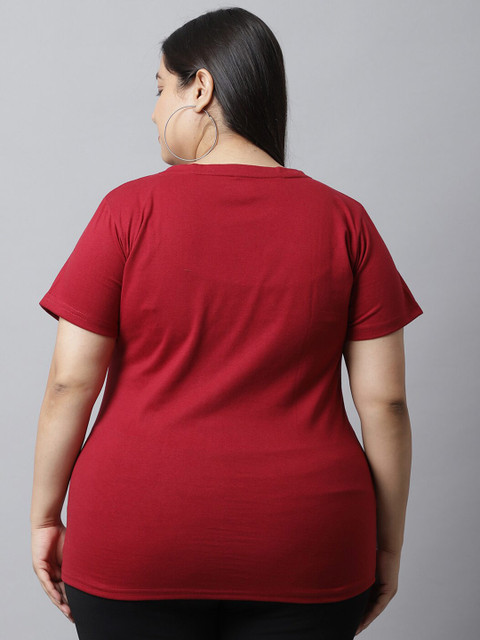 UnaOne Plus Size Typography Printed Cotton T-Shirt - Image 4