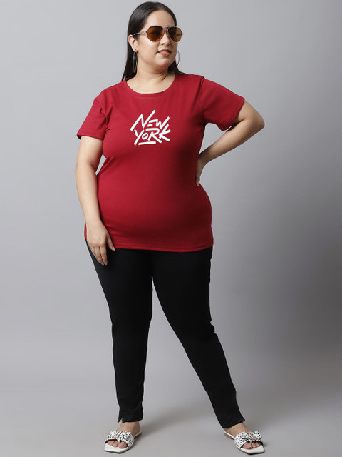 UnaOne Plus Size Typography Printed Cotton T-Shirt - Image 5