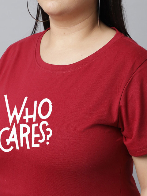 UnaOne Plus Size Typography Printed Cotton T-Shirt - Image 2