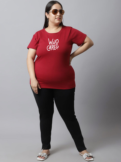 UnaOne Plus Size Typography Printed Cotton T-Shirt - Image 5