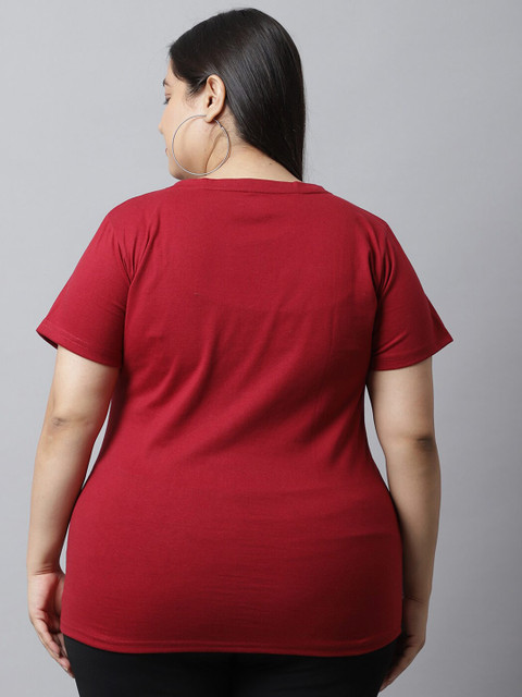 UnaOne Plus Size Typography Printed Cotton T-Shirt - Image 4