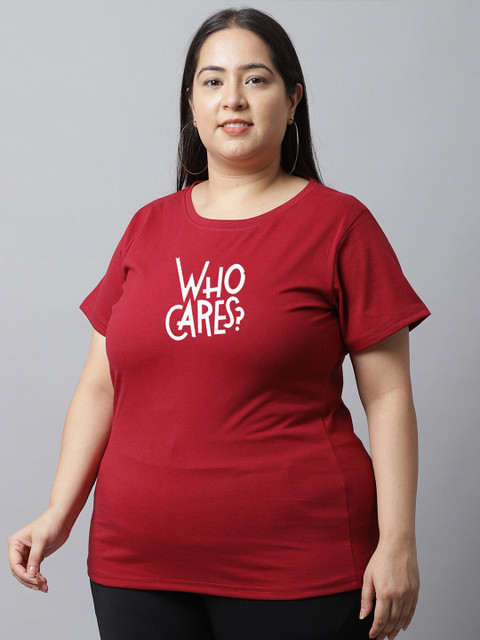 UnaOne Plus Size Typography Printed Cotton T-Shirt - Image 3