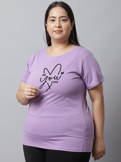 UnaOne Plus Size Typography Printed Regular Fit Cotton T-shirt - Image 4