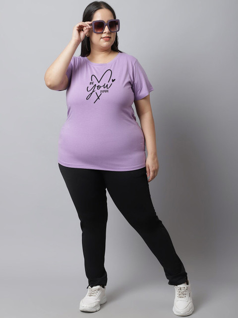 UnaOne Plus Size Typography Printed Regular Fit Cotton T-shirt - Image 6