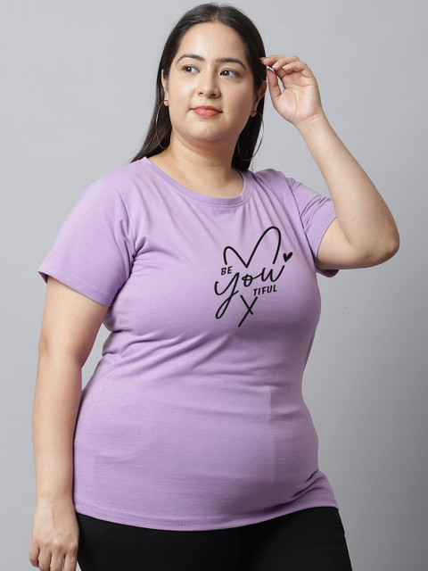 UnaOne Plus Size Typography Printed Regular Fit Cotton T-shirt - Image 3