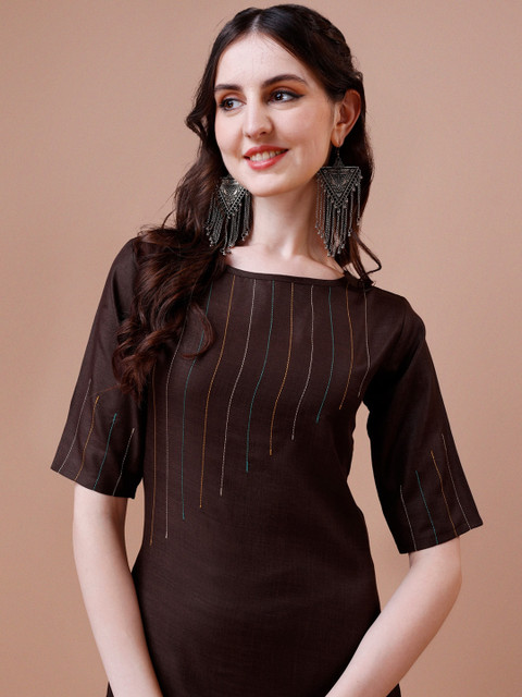 KALINI Regular Thread Work Kurta with Trousers & Dupatta - Image 2