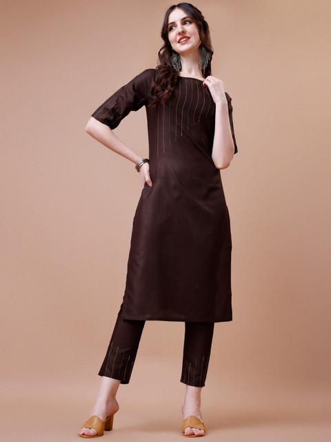 KALINI Regular Thread Work Kurta with Trousers & Dupatta - Image 6