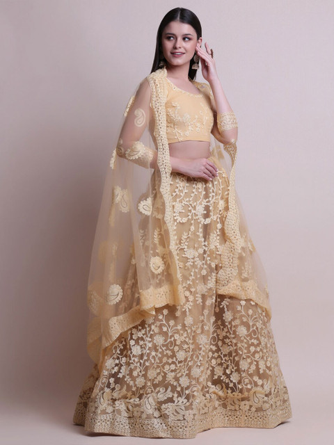 KALINI Embroidered Thread Work Semi-Stitched Lehenga & Unstitched Blouse With Dupatta - Image 3