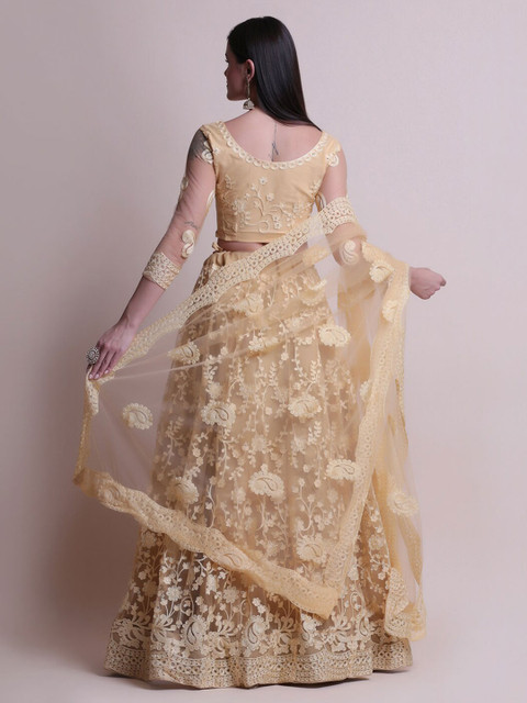 KALINI Embroidered Thread Work Semi-Stitched Lehenga & Unstitched Blouse With Dupatta - Image 5