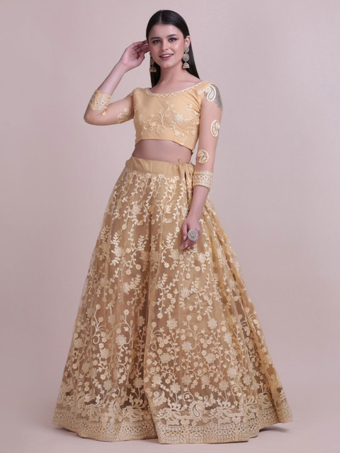 KALINI Embroidered Thread Work Semi-Stitched Lehenga & Unstitched Blouse With Dupatta - Image 6