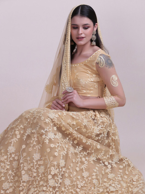 KALINI Embroidered Thread Work Semi-Stitched Lehenga & Unstitched Blouse With Dupatta - Image 7