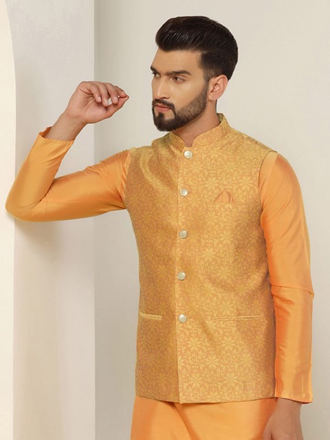 KISAH Woven Design Nehru Jacket - Image 6