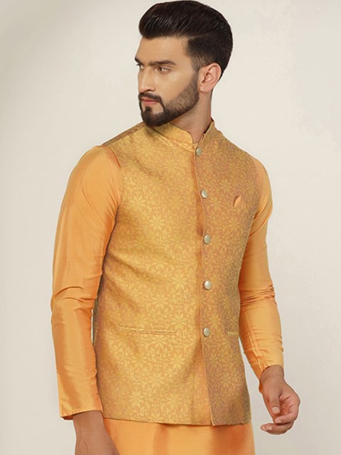 KISAH Woven Design Nehru Jacket - Image 3
