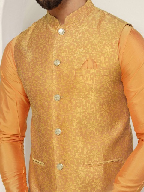 KISAH Woven Design Nehru Jacket - Image 2