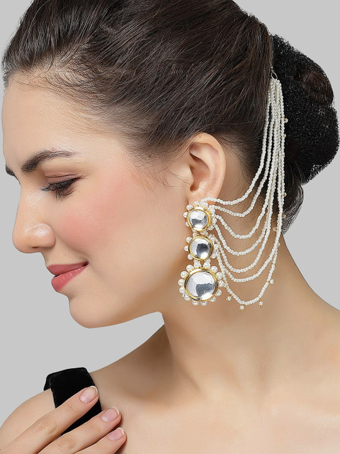 KARATCART Gold-Plated Contemporary Drop Earrings - Image 4