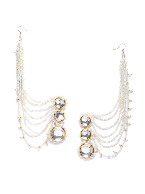 KARATCART Gold-Plated Contemporary Drop Earrings - Image 2