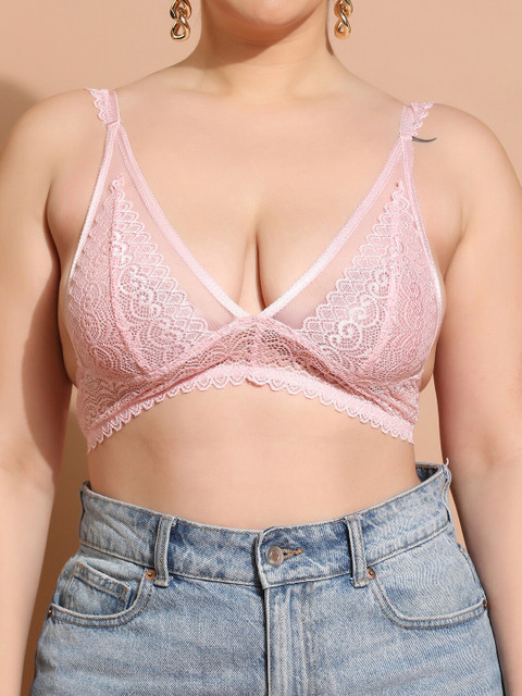 Curvy Love Plus Size Floral Lace Medium Coverage Bralette Bra With All Day Comfort - Image 7