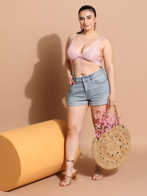 Curvy Love Plus Size Floral Lace Medium Coverage Bralette Bra With All Day Comfort - Image 6