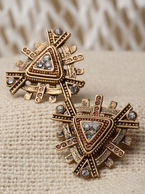 KARATCART Gold-Plated Contemporary Studs Earrings