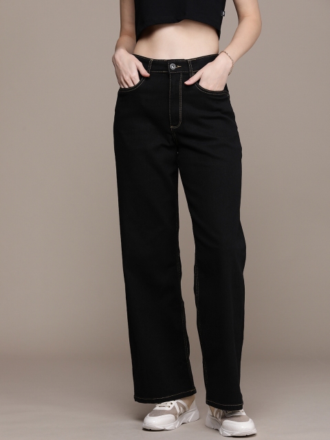 The Roadster Life Co. Women Baggy Wide Leg High-Rise Stretchable Jeans