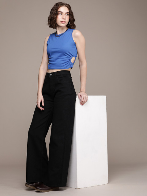 The Roadster Life Co. Women Wide Leg High-Rise Stretchable Jeans