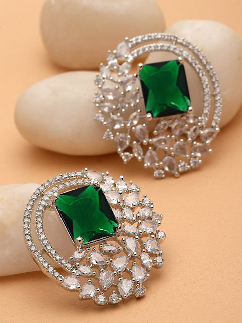 KARATCART Cubic Zirconia Contemporary Studs Earrings