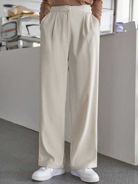 Next One Women High-Rise Pleated Korean Trousers