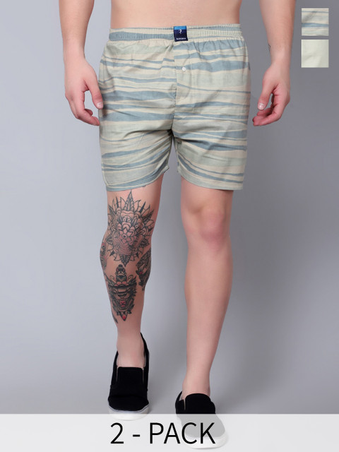 BAWERIN Pack Of 2 Printed Pure Cotton Boxers 56