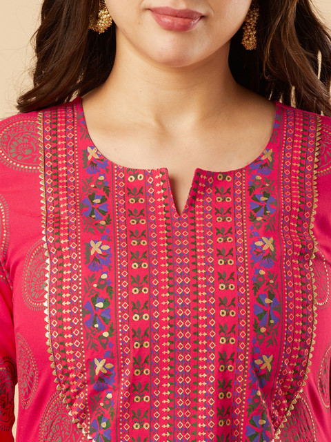 GoSriKi Ethnic Motifs Yoke Design Gotta Patti Kurta With Trousers & Dupatta - Image 2