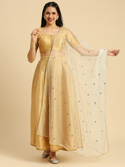 Dupatta Bazaar Polka Dots Embroidered Sequinned Net Dupatta