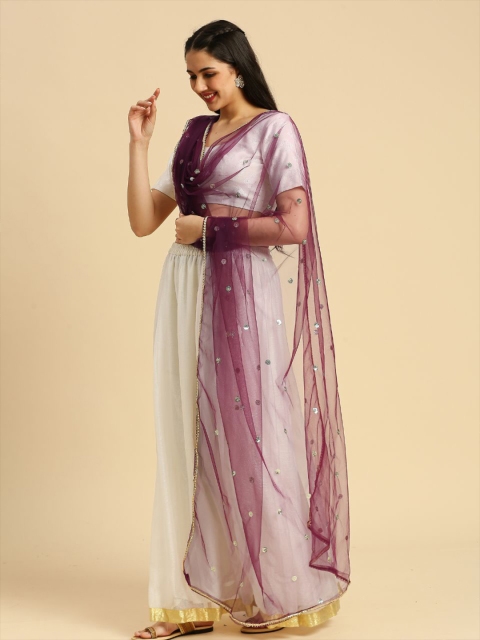 Dupatta Bazaar Polka Dots Embroidered Sequinned Net Dupatta - Image 3