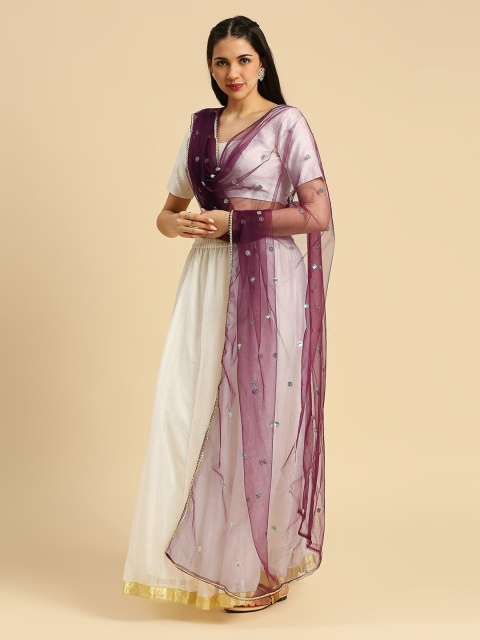 Dupatta Bazaar Polka Dots Embroidered Sequinned Net Dupatta - Image 4