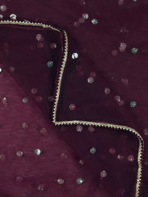 Dupatta Bazaar Polka Dots Embroidered Sequinned Net Dupatta - Image 2