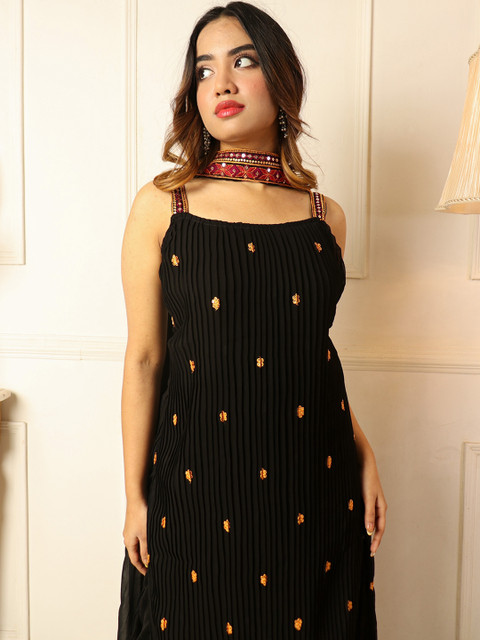 KALINI Floral Embroidered Regular Kurta With Trousers & Dupatta - Image 2