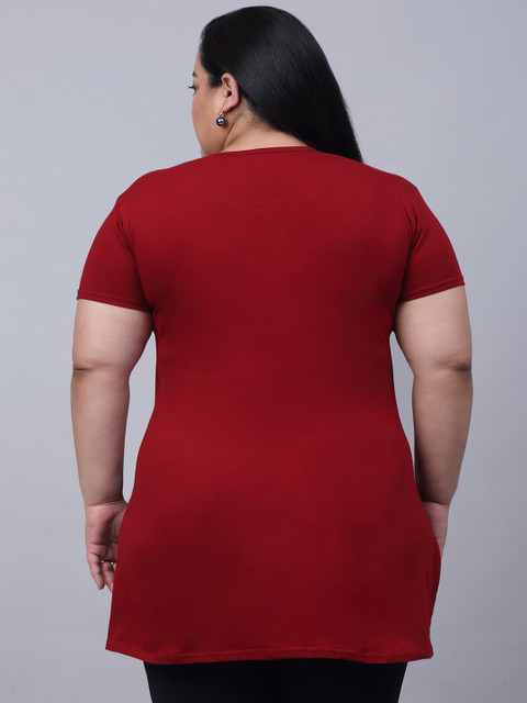 Trend Level Plus Size Typography Printed Pure Cotton Longline T-shirt - Image 4